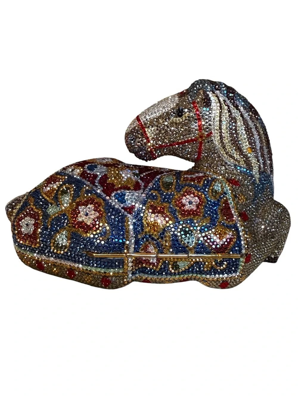 Judith Leiber Crystal Horse Clutch Minaudière Swarovski Evening Bag